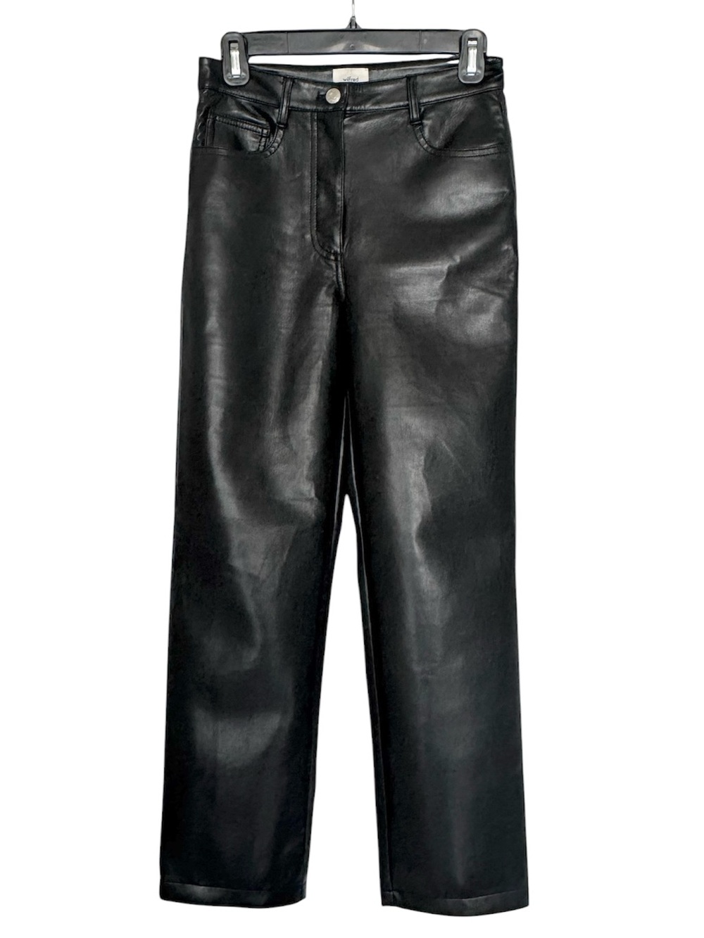 Aritzia Wilfred Melina Vegan Leather Straight Leg High Rise Pants Black Size 2